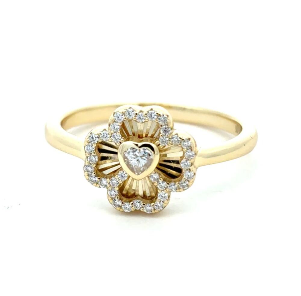 Moissanite Stone Ring 14K Gold Plated 925 Sterling Silver Leaf Design 9